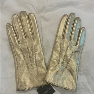 Topshop Metallic Gold Leather Gloves